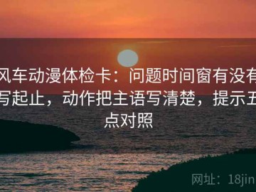 风车动漫体检卡：问题时间窗有没有写起止，动作把主语写清楚，提示五点对照